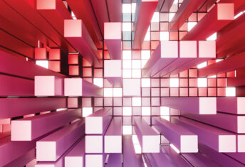 Theme image for the Global Investor 150 ranking, with red and purple square columns