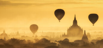 Hot air balloons over Bagan, Myanmar