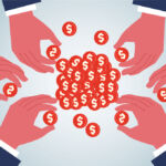 Graphic of hands reaching for coins.