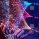 Moving beyond the AI hype to create real value Streams of data converge for someone tapping on a laptop keyboard, for the Private Markets 2030 Artificial Intelligence theme