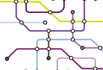 Theme image for Future of Private Equity 2025 report featuring interconnecting circles in the stye of a London tube map